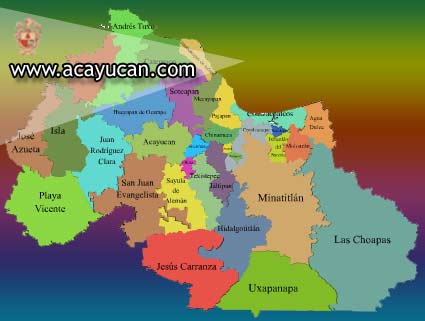 Localizacin de Acayucan en la regin Las Selvas